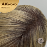 JBEXTENSION AK MONO Monofilament Handmade Wig 6X5 Full Monofilament Hand Tied Top Wig 13 Inches Blonde Mono Lace Wig With Anti-slip Silicone Strips Glueless Wig AK MONO【BENDY EAR TABS】
