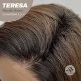 JBEXTENSION 18 Inches Mocha Brown Pre-Cut Snowflake Lace Frontlace Glueless Wig TERESA MOCHA BROWN【PERMATEASE】【BENDY EAR TABS】