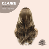 JBEXTENSION 22 Inches Scalpiana Hazelnut 3.5X4 Hard Silky Top Natural Scalp Effect Women Wig With Bangs CLAIRE SILKY TOP HAZELNUT
