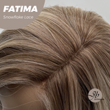 JBEXTENSION 12 Inches Blonde Curly Pre-Cut Side Part Snowflake Lace Frontlace Glueless Wig FATIMA SNOWFLAKE【BENDY EAR TABS】- M/L