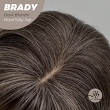 JBEXTENSION 12 Inches Scalpiana Wave Dark Blonde 3.5X4 Hard Silky Top Natural Scalp Effect Wig with Bang BRADY DARK BLONDE
