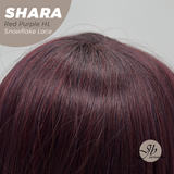 JBEXTENSION 17 Inches Curly Red Purple Highlight Pre-Cut T Part Snowflake Lace Frontlace Glueless Wig SHARA RED PURPLE HIGHLIGHT【BENDY EAR TABS】
