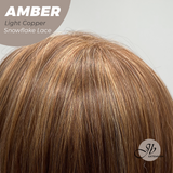 JBEXTENSION 21 Inches Straight Light Copper Pre-Cut T Part Snowflake Lace Frontlace Glueless Wig AMBER LIGHT COPPER【BENDY EAR TABS】