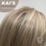 JBEXTENSION 18 Inches Mix Ash Blonde Pre-Cut Snowflake Lace Frontlace Glueless Wig KAI'S MIX ASH BLONDE【PERMATEASE】【BENDY EAR TABS】