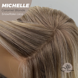JBEXTENSION 10 Inches Caramel Blonde Pre-Cut Side Part Snowflake Lace Frontlace Glueless Wig MICHELLE CARAMEL BLONDE【BENDY EAR TABS】