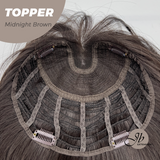 JBEXTENSION 28 Inches T Part Pre-Cut Frontlace Topper Clip in Synthetic Fiber Long Straight Topper Hair Piece Hair with Bangs for Women Clip in Top Crown Hair Clip on Toupee Hairpiece for Slight Hair Loss/Thinning Hair