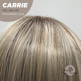JBEXTENSION 11 Inches Short Hair Mix Blonde Pre-Cut T Part Snowflake Lace Frontlace Glueless Wig with Bangs CARRIE MIX BLONDE【BENDY EAR TABS】