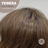 JBEXTENSION 18 Inches Mocha Brown Pre-Cut Snowflake Lace Frontlace Glueless Wig TERESA MOCHA BROWN【PERMATEASE】【BENDY EAR TABS】