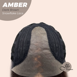 JBEXTENSION 21 Inches Straight Dark Brown Pre-Cut T Part Snowflake Lace Frontlace Glueless Wig AMBER DARK BROWN【BENDY EAR TABS】