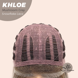 JBEXTENSION 12 Inches Bob Cut Mushroom Grey Pre-Cut Snowflake Lace Frontlace Glueless Wig KHLOE MUSHROOM GREY【PERMATEASE】【BENDY EAR TABS】
