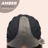JBEXTENSION 21 Inches Straight Natural Black Pre-Cut T Part Snowflake Lace Frontlace Glueless Wig AMBER NATURAL BLACK【BENDY EAR TABS】