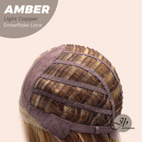 JBEXTENSION 21 Inches Straight Light Copper Pre-Cut T Part Snowflake Lace Frontlace Glueless Wig AMBER LIGHT COPPER【BENDY EAR TABS】