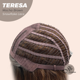 JBEXTENSION 18 Inches Mocha Brown Pre-Cut Snowflake Lace Frontlace Glueless Wig TERESA MOCHA BROWN【PERMATEASE】【BENDY EAR TABS】