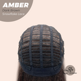 JBEXTENSION 21 Inches Straight Dark Brown Pre-Cut T Part Snowflake Lace Frontlace Glueless Wig AMBER DARK BROWN【BENDY EAR TABS】