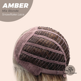 JBEXTENSION 21 Inches Straight Mix Blonde Pre-Cut T Part Snowflake Lace Frontlace Glueless Wig AMBER MIX BLONDE【BENDY EAR TABS】