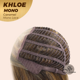 JBEXTENSION KHLOE MONO CARAMEL Monofilament Handmade Wig 6X5 Full Monofilament Hand Tied Top Wig 12 Inches Bob Cut Caramel Mono Lace Handmade Futura Fiber Wig With Anti-slip Silicone Strips Glueless Wig KHLOE MONO CARAMEL【BENDY EAR TABS】