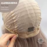 JBEXTENSION 20 Inches Ash Pink Curly Fiber X, Tangle Less Pre-Cut Free Part Frontlae Glueless Wig ALESSANDRA ASH PINK