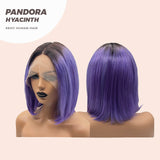 JBEXTENSION 12 Inches Bob Cut Frontlace Real Huaman Hair Crazy Color Wig PANDORA-HYACINTH