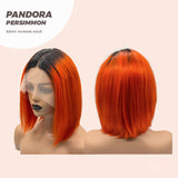 JBEXTENSION 12 Inches Bob Cut Frontlace Real Huaman Hair Crazy Color Wig PANDORA-PERSIMMON