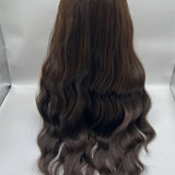 JBEXTENSION 32 Inches Extra Long Body Wave Nature Brown Wig With Bangs JOLIN