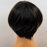 JBEXTENSION 8 Inches Pixie Cut Black Mix Brown Color Wig LILLIAN