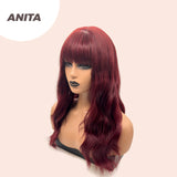 JBEXTENSION 22 Inches Red Body Wave Wig With Bangs ANITA