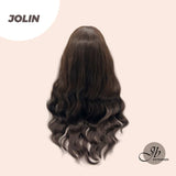 JBEXTENSION 32 Inches Extra Long Body Wave Nature Brown Wig With Bangs JOLIN