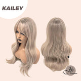 JBEXTENSION 25 Inches Curly Cold Blonde Wig With Bangs KAILEY