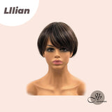 JBEXTENSION 8 Inches Pixie Cut Black Mix Brown Color Wig LILLIAN