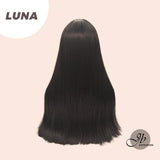 JBEXTENSION 24 Inches Long Straight Jet Black Wig With Bangs LUNA