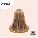 JBEXTENSION 16 Inches Scalpiana Blonde With Platinum Highlight 3.5X4 Hard Silky Top Natural Scalp Effect Wig With Bangs NORA SILKY TOP