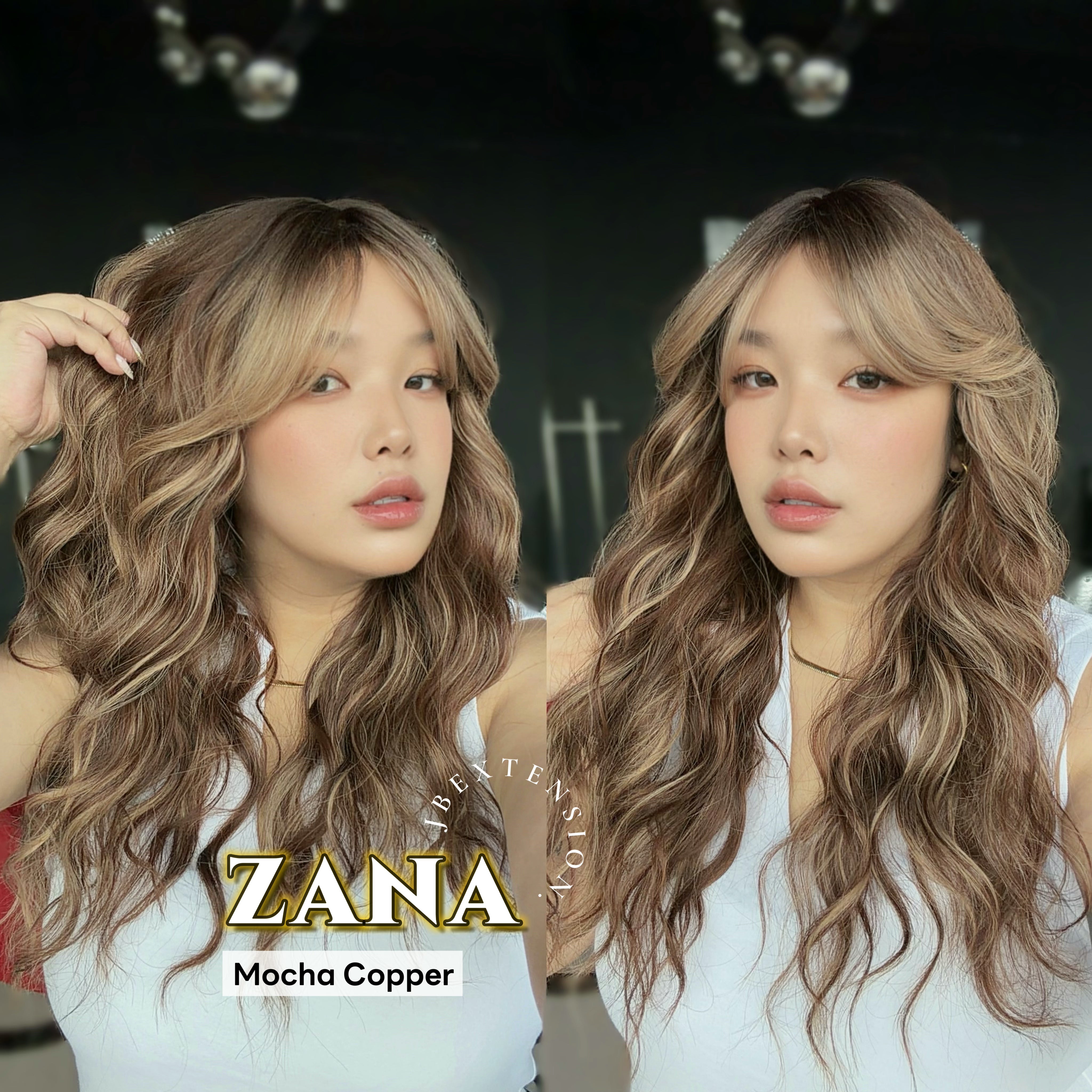 JBEXTENSION 25 Inches Wave Mocha Copper Wig with Bangs ZANA MOCHA