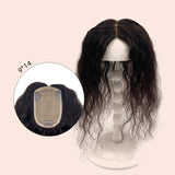 JBEXTENSION 10 pulgadas Natural negro marrón cabello humano ondulado TOPPER 9*14