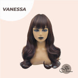 JBEXTENSION 22 Inches Nature Brown Curly Wig With Bangs VANESSA