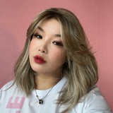 JBEXTENSION 14 Inches Ash Grey Women Fashion Full Machine Wig DAWN【PLUS PERMATEASE】【BENDY EAR TABS】