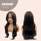 JBEXTENSION 26 Inches Curly Women Tea Black Darkest Brown Wig Pre-Cut Frontlace Glueless Wig EMMIE
