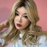 JBEXTENSION 18 Inches Curly Blonde Women Fashion Full Machine Wig LINDSAY【PLUS PERMATEASE】【BENDY EAR TABS】
