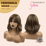 JBEXTENSION VERONICA MONO Monofilament Handmade Wig 6X5 Full Monofilament Hand Tied Top Wig 12 Inches Caramel Wave Mono Lace Wig With Anti-slip Silicone Strips Glueless Wig VERONICA MONO CARAMEL【BENDY EAR TABS】