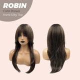 JBEXTENSION 22 Inches Scalpiana Cold Brown Wolf Cut 3.5X4 Hard Silky Top Natural Scalp Effect Wig ROBIN COLD BROWN