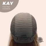 JBEXTENSION 24 Inches Brown With Highlight Curly Pre-Cut Free Part Frontlace Glueless Wig KAY FREE PART