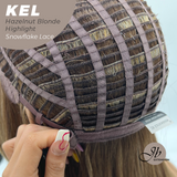 JBEXTENSION 22 Inches Hazelnut Blonde Highlight Pre-Cut Snowflake Lace Frontlace Glueless Wig KEL HAZELNUT【PERMATEASE】【BENDY EAR TABS】