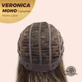 JBEXTENSION VERONICA MONO Monofilament Handmade Wig 6X5 Full Monofilament Hand Tied Top Wig 12 Inches Caramel Wave Mono Lace Wig With Anti-slip Silicone Strips Glueless Wig VERONICA MONO CARAMEL【BENDY EAR TABS】