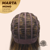 JBEXTENSION MARTA MONO CARAMEL Monofilament Handmade Wig 6X5 Full Monofilament Hand Tied Top Wig 10 Inches Caramel Mono Lace Handmade Futura Fiber Wig With Anti-slip Silicone Strips Glueless Wig MARTA MONO CARAMEL【BENDY EAR TABS】