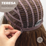 JBEXTENSION 18 Inches Mocha Brown Pre-Cut Snowflake Lace Frontlace Glueless Wig TERESA MOCHA BROWN【PERMATEASE】【BENDY EAR TABS】- M/L