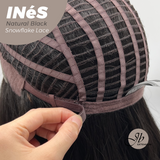 JBEXTENSION 22 Inches Natural Black Pre-Cut Snowflake Lace Frontlace Glueless Wig INéS NATURAL BLACK【PERMATEASE】【BENDY EAR TABS】