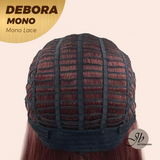 JBEXTENSION DEBORA MONO Monofilament Handmade Wig 6X5 Full Monofilament Hand Tied Top Wig 20 Inches Dark Red Mono Lace Wig With Anti-slip Silicone Strips Glueless Wig DEBORA MONO【BENDY EAR TABS】