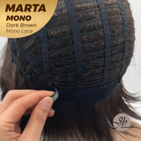 JBEXTENSION MARTA MONO DARK BROWN Monofilament Handmade Wig 6X5 Full Monofilament Hand Tied Top Wig 10 Inches Dark Brown Mono Lace Handmade Futura Fiber Wig With Anti-slip Silicone Strips Glueless Wig MARTA MONO DARK BROWN【BENDY EAR TABS】