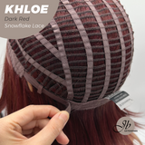 JBEXTENSION 12 Inches Bob Cut Dark Red Pre-Cut Snowflake Lace Frontlace Glueless Wig KHLOE DARK RED【PERMATEASE】【BENDY EAR TABS】- M/L