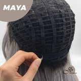 JBEXTENSION 22 Inches Grey Silver with Dark Root Women Fashion Full Machine Wig MAYA【PLUS PERMATEASE】【BENDY EAR TABS】
