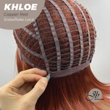 JBEXTENSION 12 Inches Bob Cut Copper Red Pre-Cut Snowflake Lace Frontlace Glueless Wig KHLOE COPPER RED【PERMATEASE】【BENDY EAR TABS】
